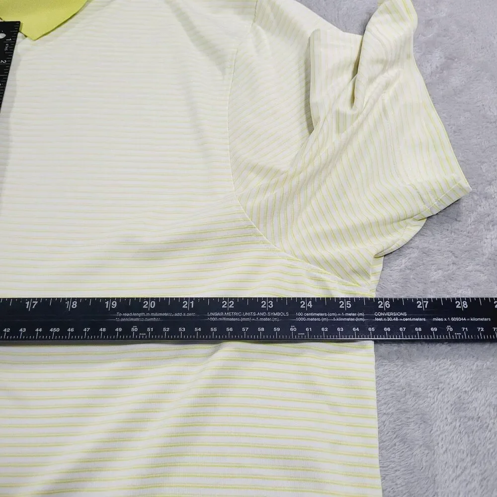 Cutter & Buck Polo Shirt Mens 2XL Yellow Striped CB DryTec Golf Performance